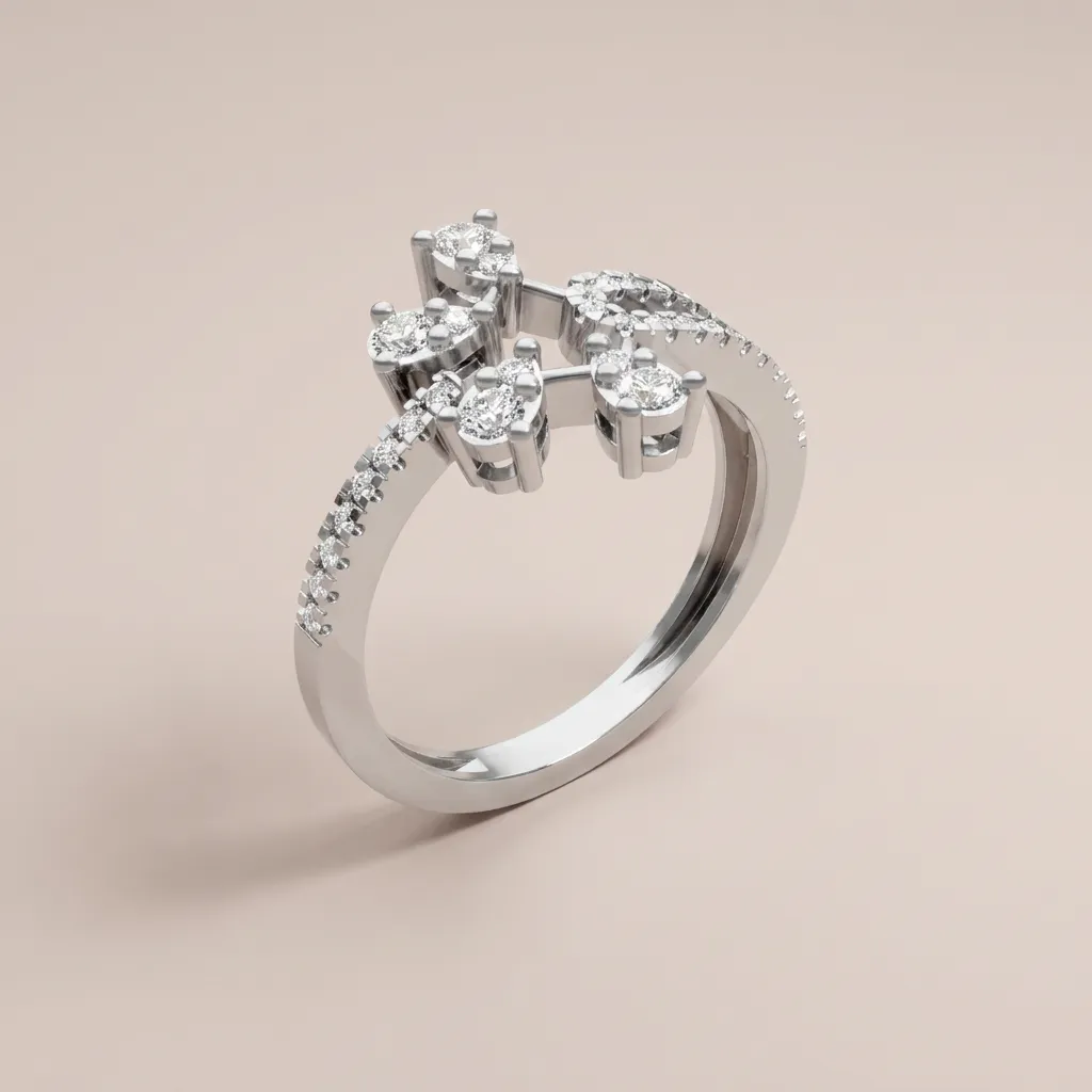 Mixed-Cut Diamond Crown Pavé Ring R00951 — 18K gold ring by RUT GOLD