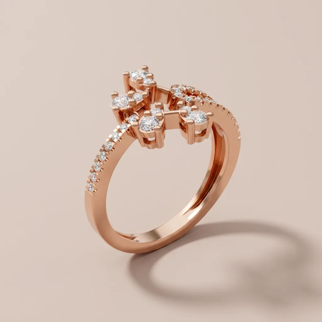 Mixed-Cut Diamond Crown Pavé Ring R00951 — 18K gold ring by RUT GOLD — view 6