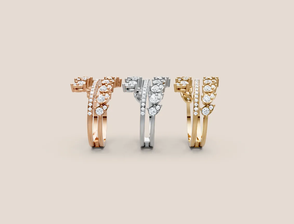 Marquise & Round Diamond Multi-Row Wrap Ring R00955 — 18K gold ring by RUT GOLD — view 4