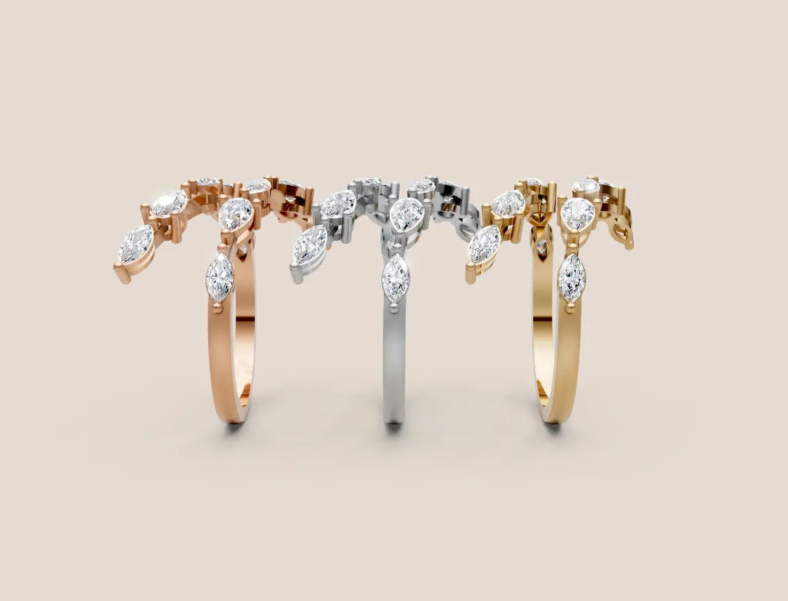 Marquise Diamond Vine Open Ring R00961 — 18K gold ring by RUT GOLD — view 3