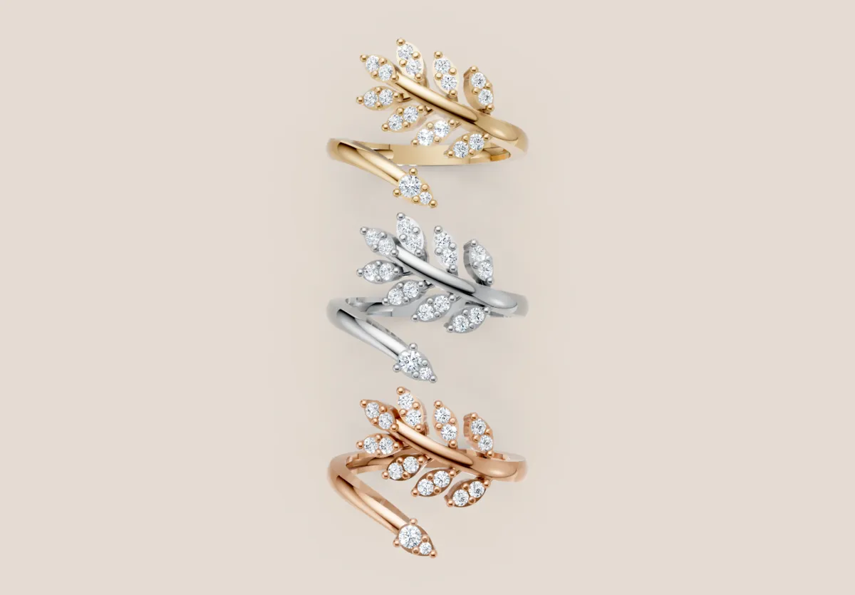 Marquise Diamond Leaf Wrap Ring R00995 — 18K gold ring by RUT GOLD — view 4