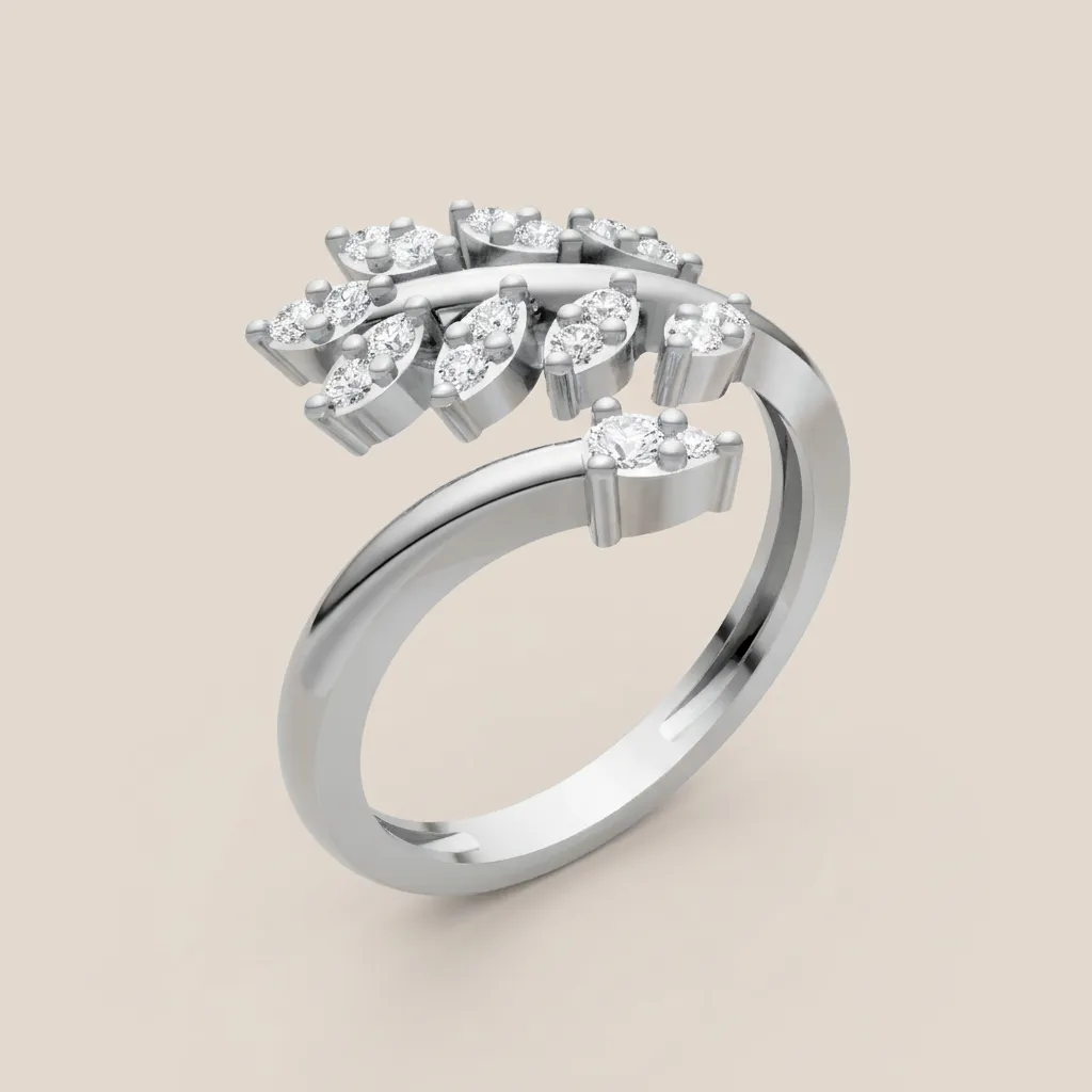 Marquise Diamond Leaf Wrap Ring R00995 — 18K gold ring by RUT GOLD