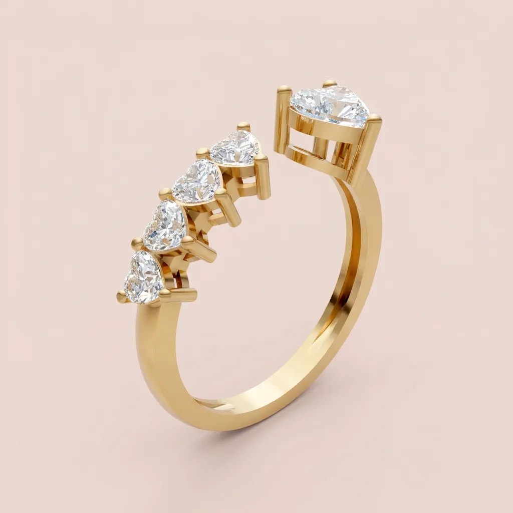 Pear & Trillion Diamond Open Ring R00999 — 18K gold ring by RUT GOLD