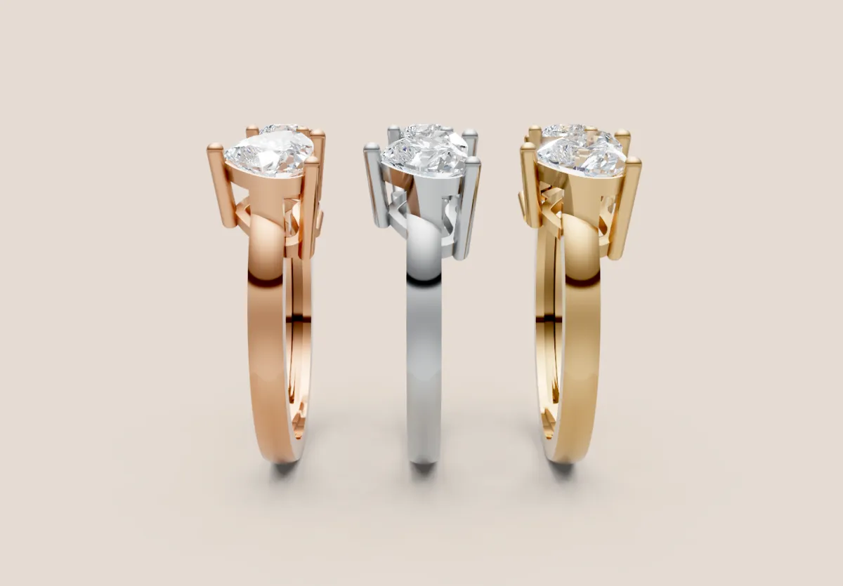 Pear & Trillion Diamond Open Ring R00999 — 18K gold ring by RUT GOLD — view 3