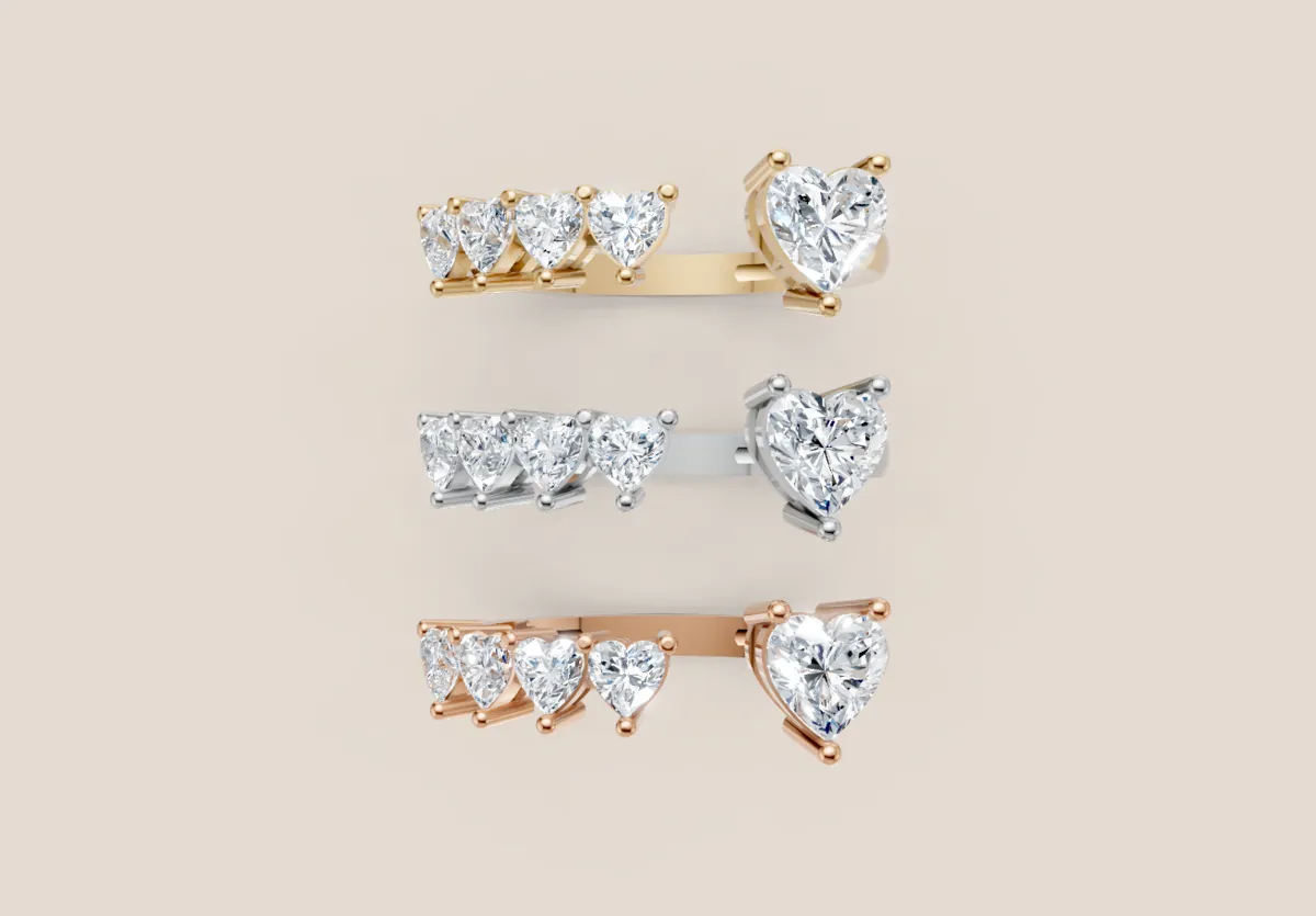 Pear & Trillion Diamond Open Ring R00999 — 18K gold ring by RUT GOLD — view 4