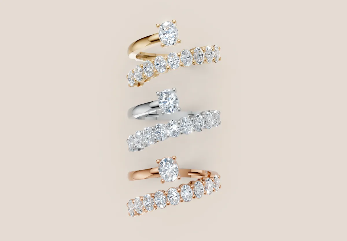 Graduated Round Diamond Bypass Ring R01003 — 18K gold ring by RUT GOLD — view 4