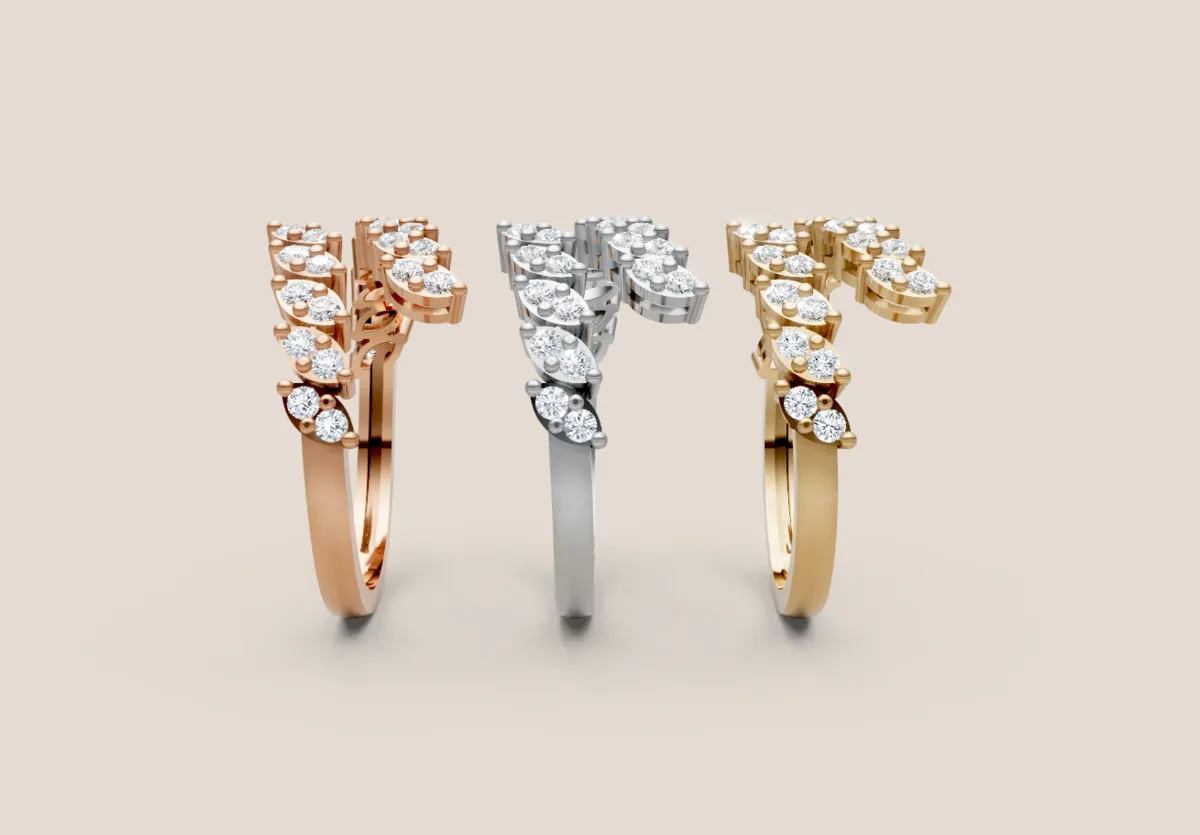 Round Diamond Scatter Open Ring R01007 — 18K gold ring by RUT GOLD — view 3