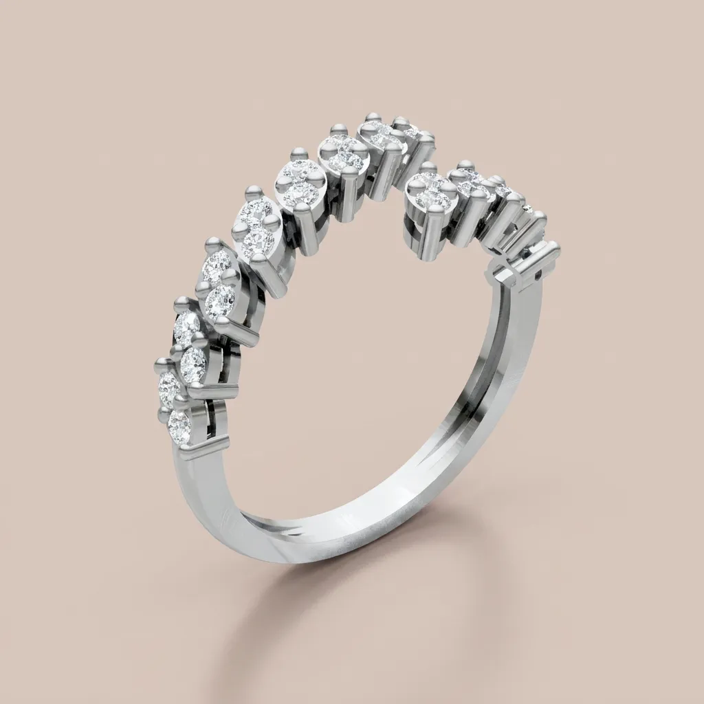 Round Diamond Scatter Open Ring R01007 — 18K gold ring by RUT GOLD