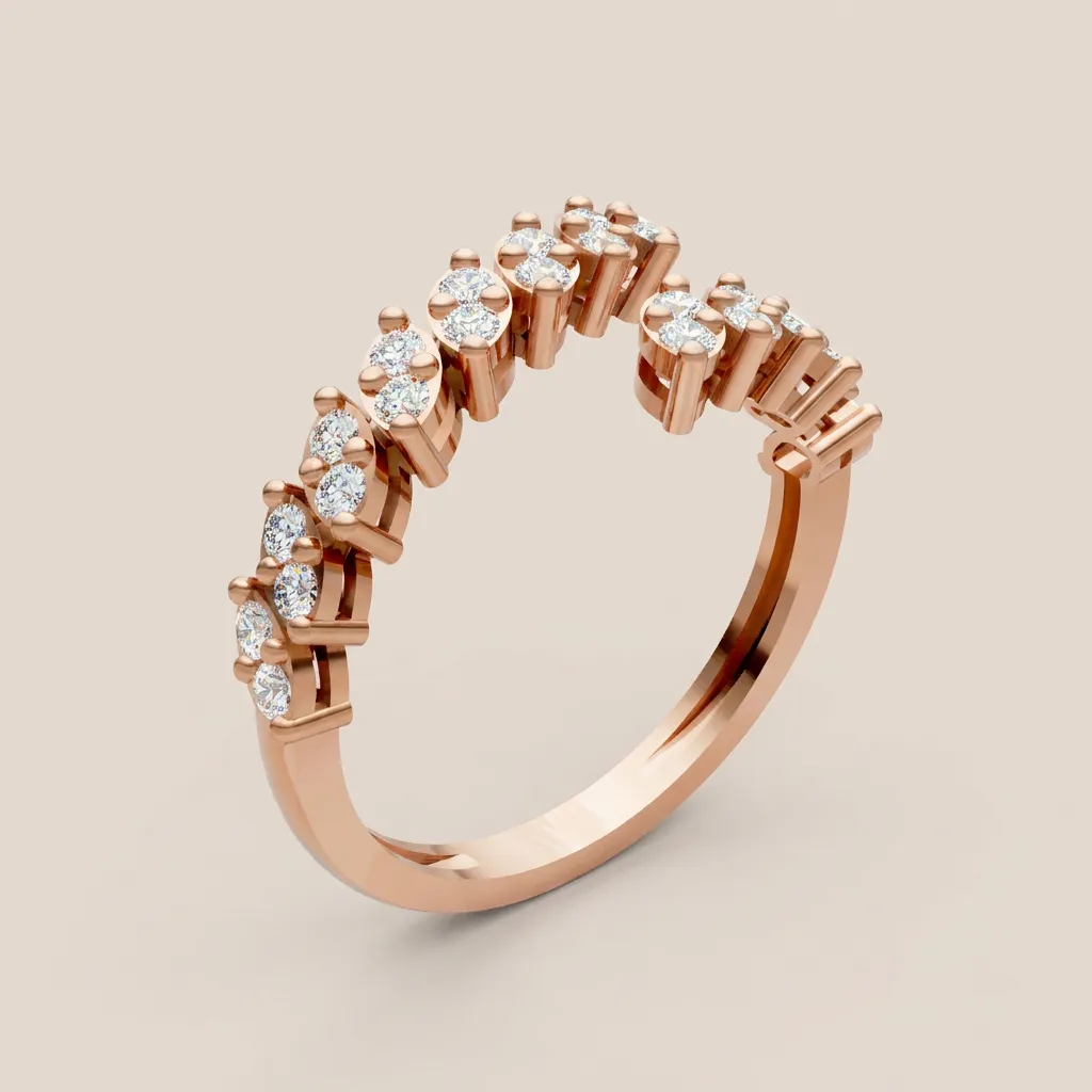 Round Diamond Scatter Open Ring R01007 — 18K gold ring by RUT GOLD — view 6