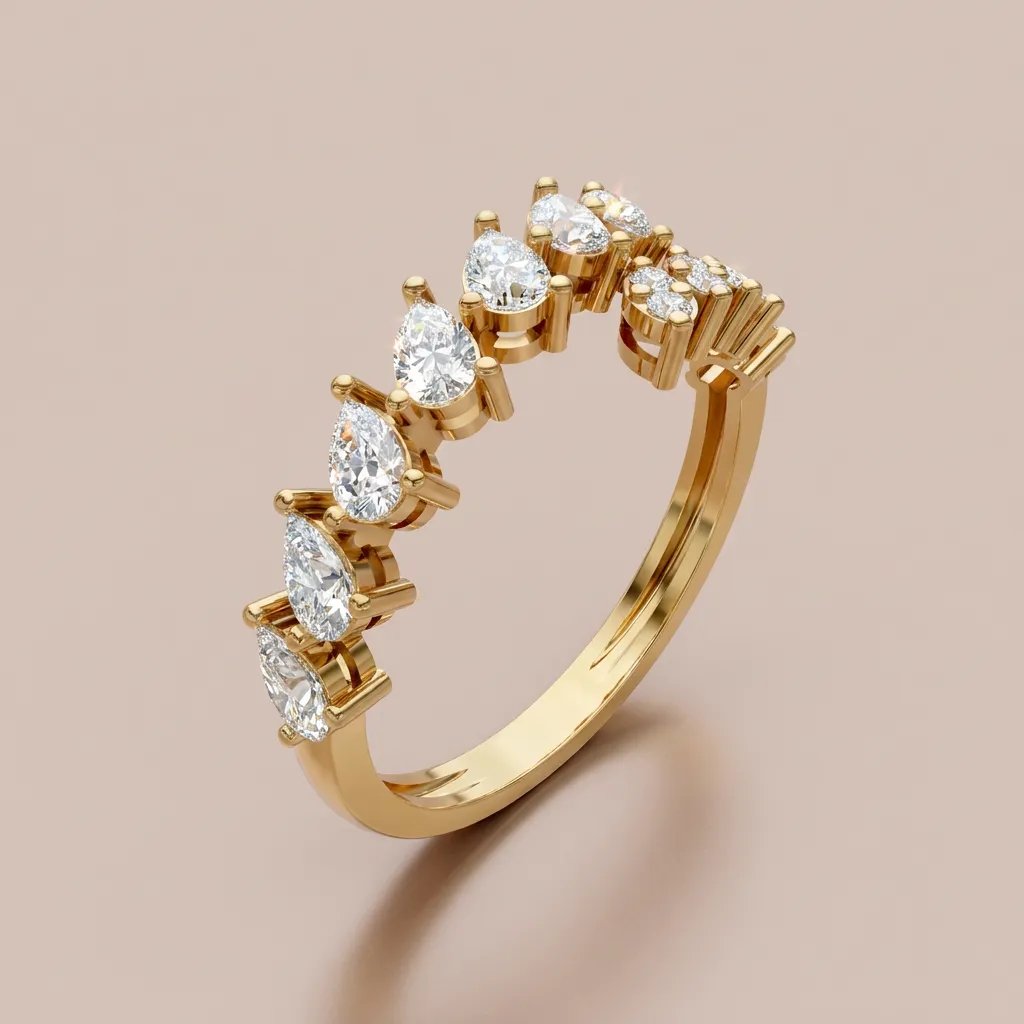 Pear & Marquise Diamond Contour Ring R01019 — 18K gold ring by RUT GOLD