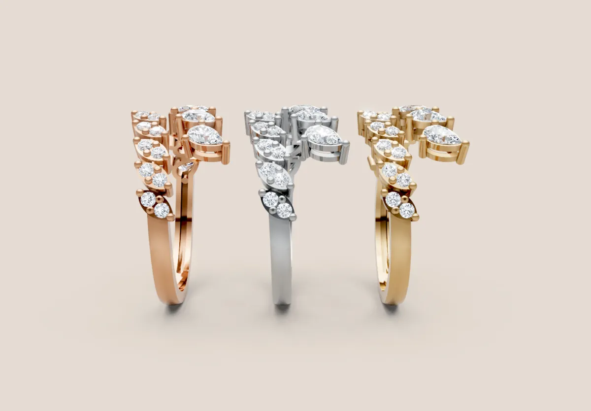 Pear & Marquise Diamond Contour Ring R01019 — 18K gold ring by RUT GOLD — view 3