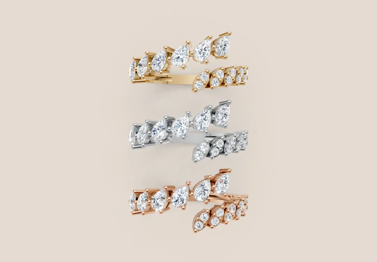 Pear & Marquise Diamond Contour Ring R01019 — 18K gold ring by RUT GOLD — view 4