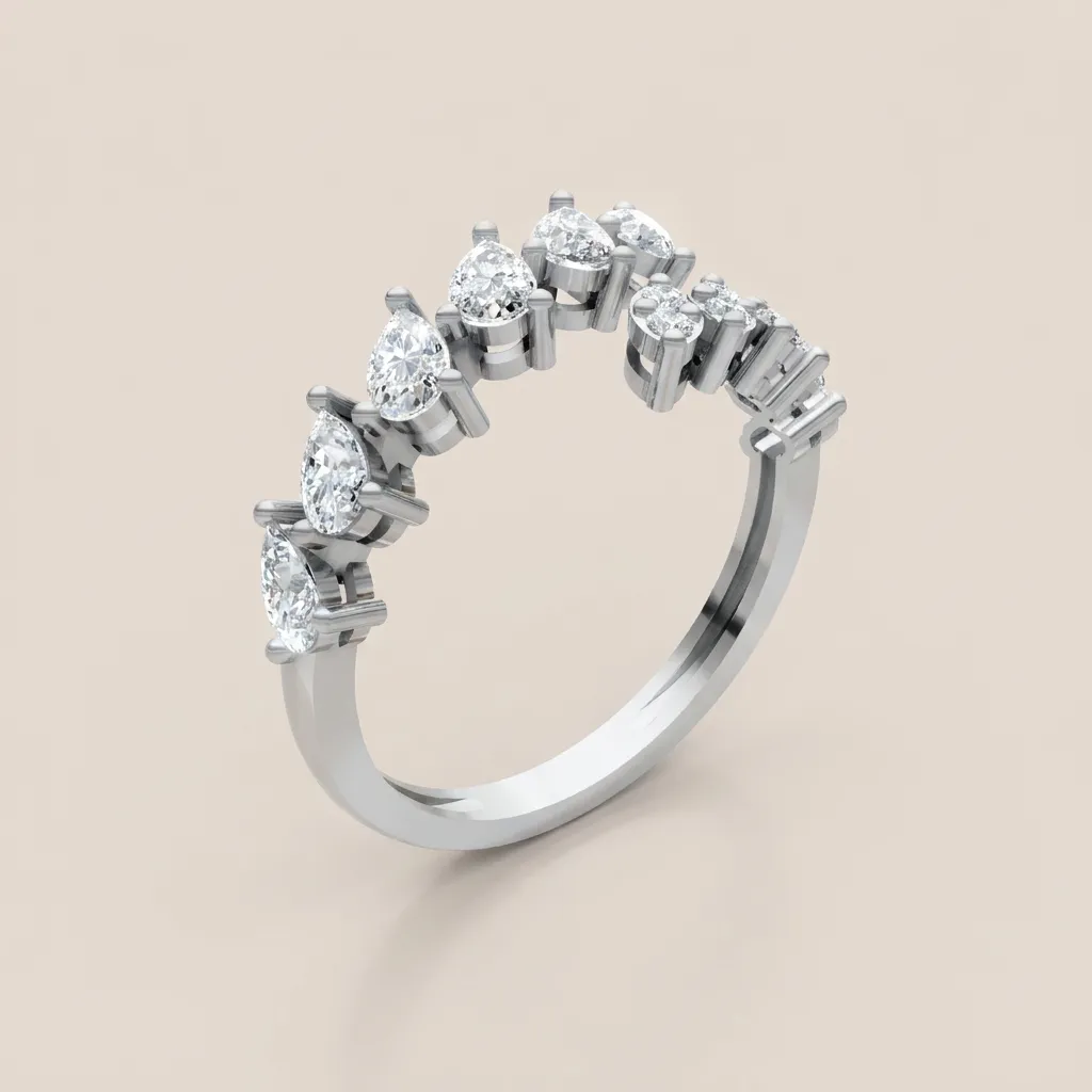 Pear & Marquise Diamond Contour Ring R01019 — 18K gold ring by RUT GOLD — view 5