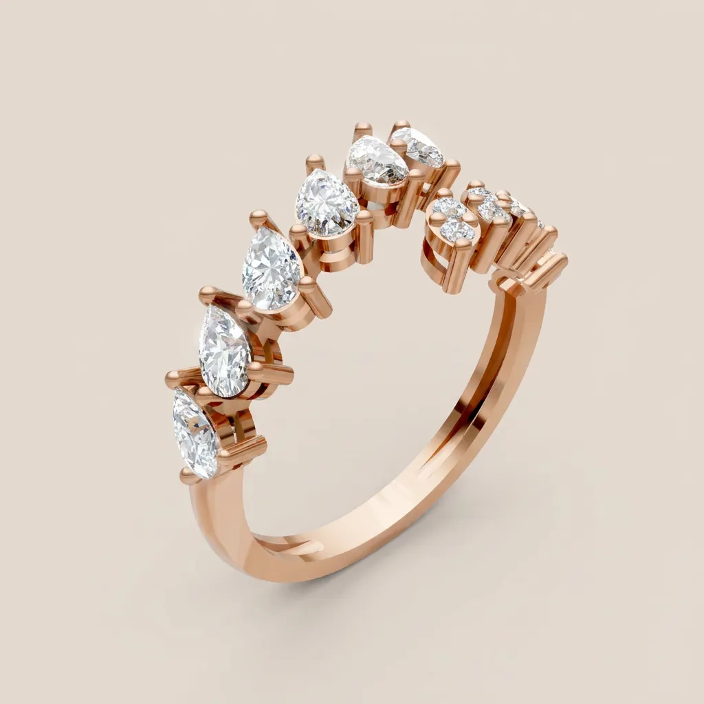 Pear & Marquise Diamond Contour Ring R01019 — 18K gold ring by RUT GOLD — view 6
