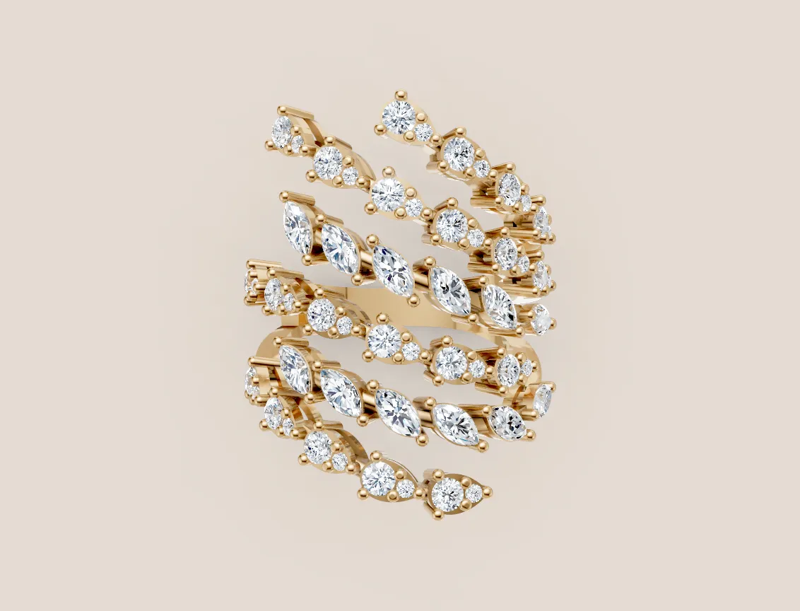 Marquise Diamond Chevron Cocktail Ring R00964 — 18K gold ring by RUT GOLD — view 4
