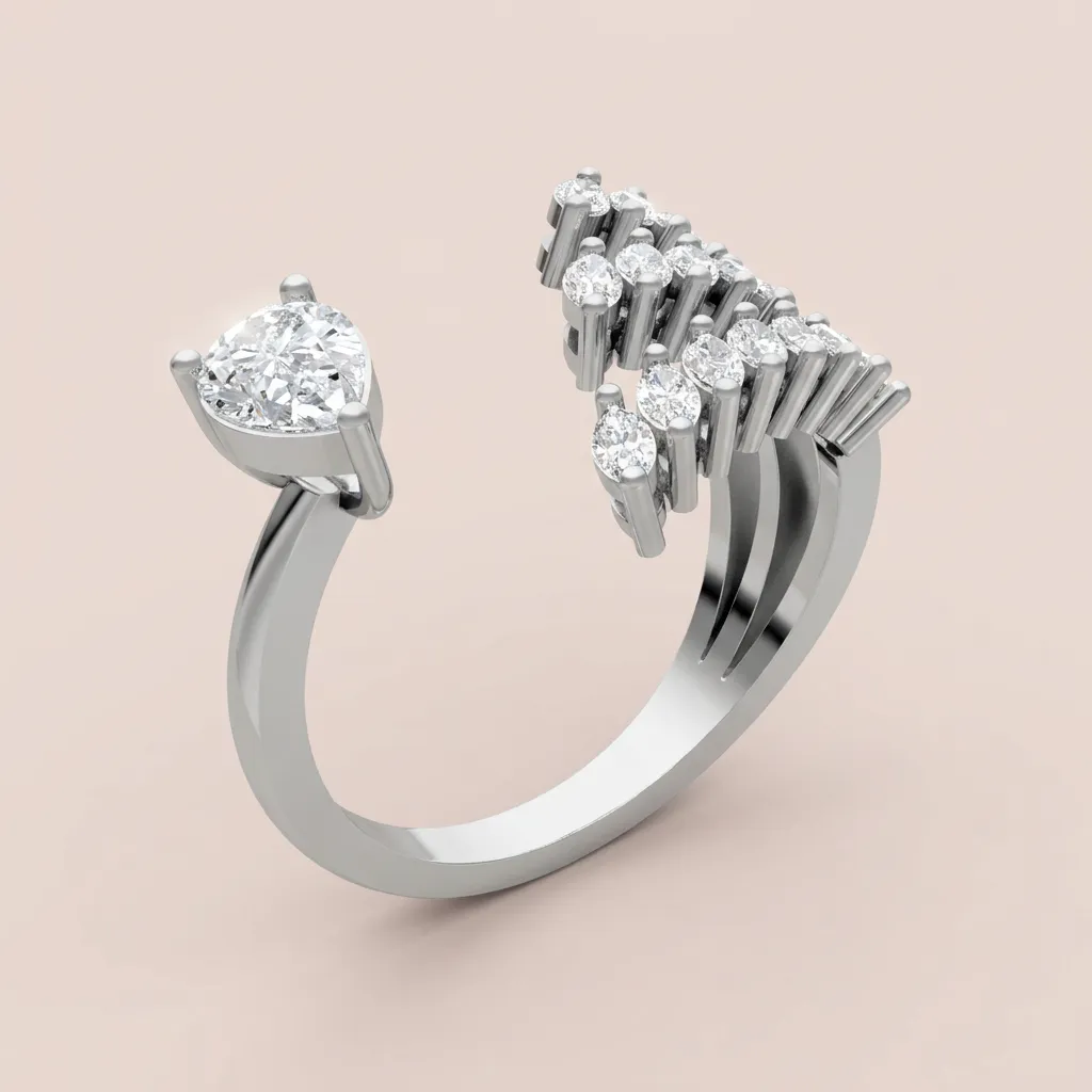 Pear & Marquise Diamond Toi et Moi Open Ring R00978 — 18K gold ring by RUT GOLD — view 5
