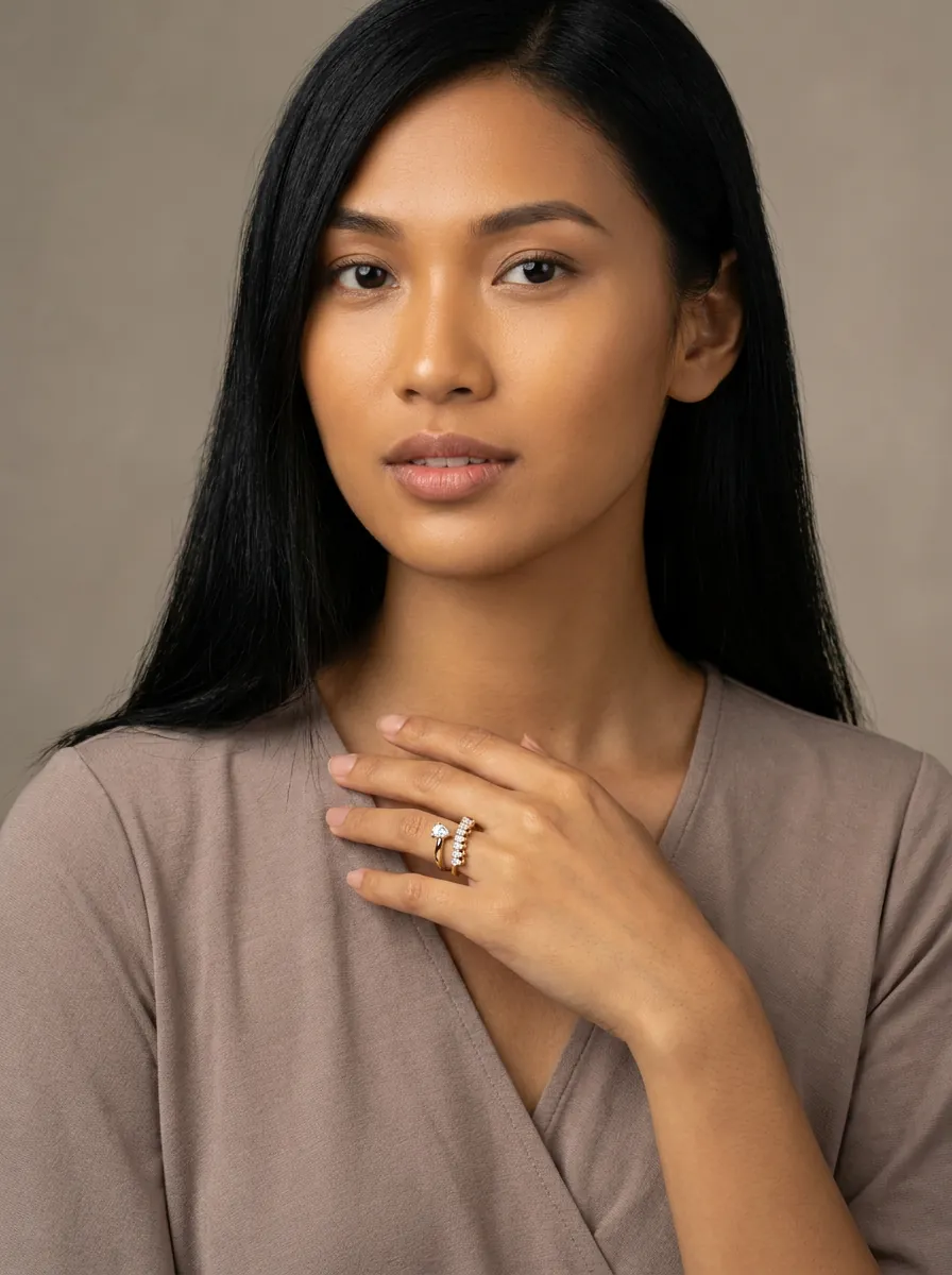 Mixed-Cut Diamond Scatter Bypass Ring R01000 — 18K gold ring by RUT GOLD — view 4