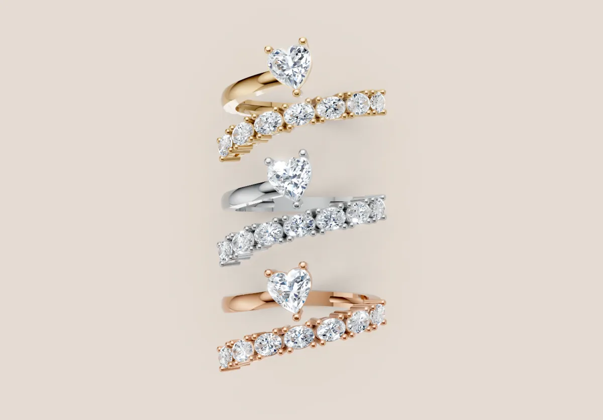 Graduated Diamond Bypass Ring R01004 — 18K gold ring by RUT GOLD — view 3