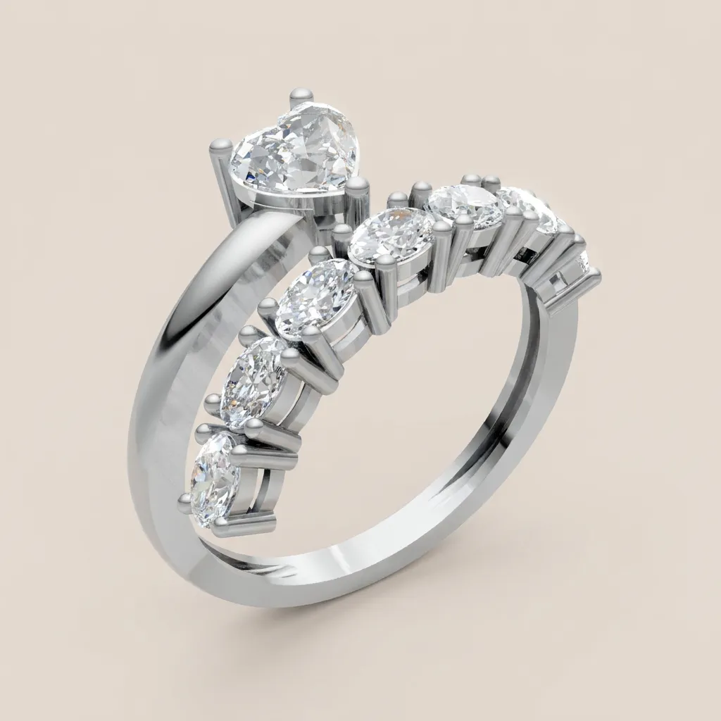 Graduated Diamond Bypass Ring R01004 — 18K gold ring by RUT GOLD