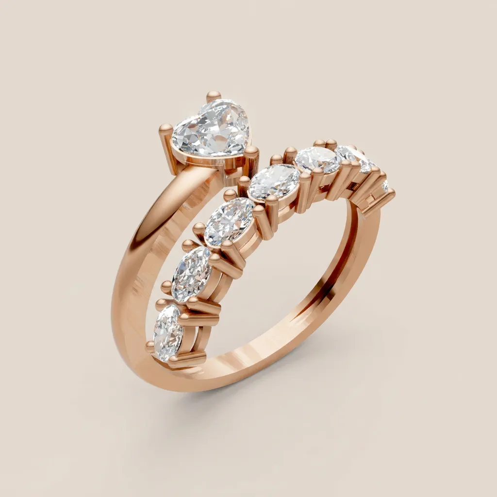 Graduated Diamond Bypass Ring R01004 — 18K gold ring by RUT GOLD — view 5
