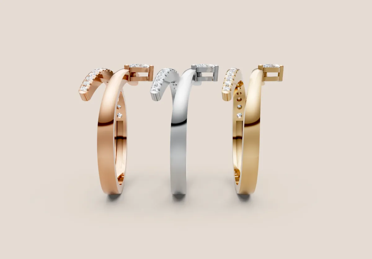 Marquise & Pavé Diamond Bypass Ring R01012 — 18K gold ring by RUT GOLD — view 3