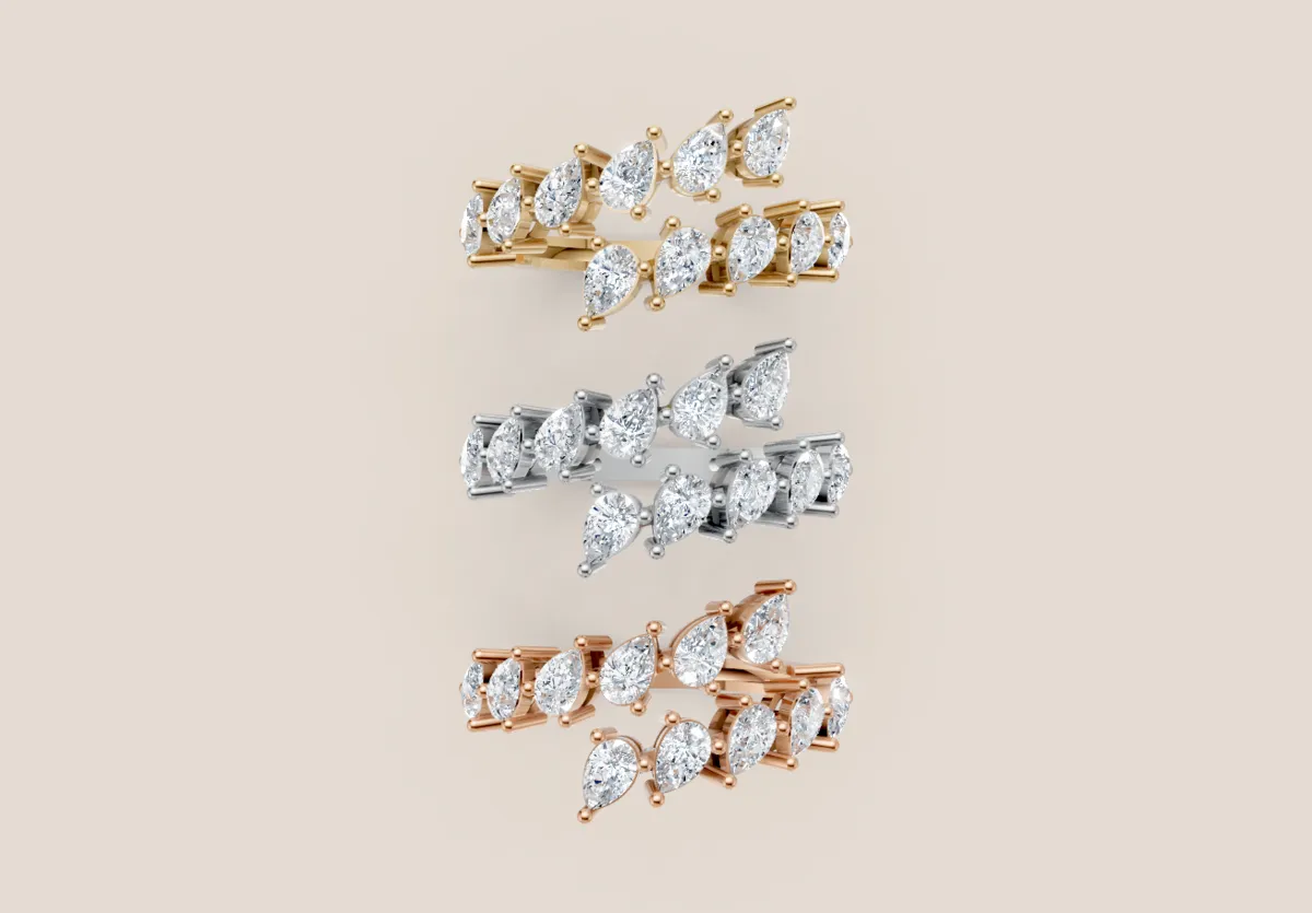 Pear & Round Diamond Crown Cluster Ring R01016 — 18K gold ring by RUT GOLD — view 4