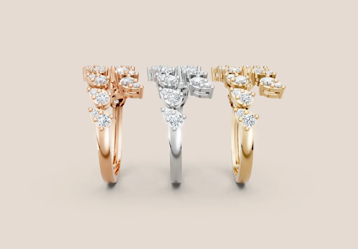 Pear & Round Diamond V Crown Ring R01020 — 18K gold ring by RUT GOLD — view 3
