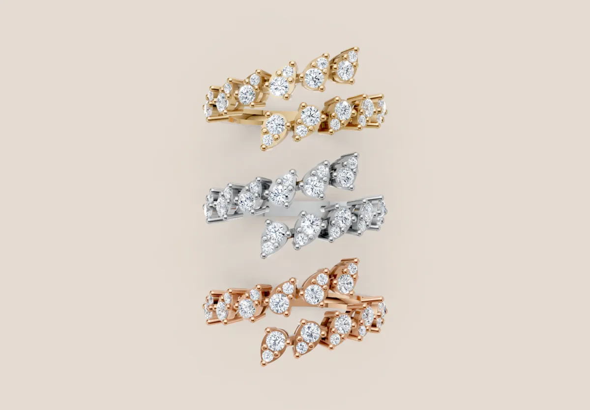 Pear & Round Diamond V Crown Ring R01020 — 18K gold ring by RUT GOLD — view 4