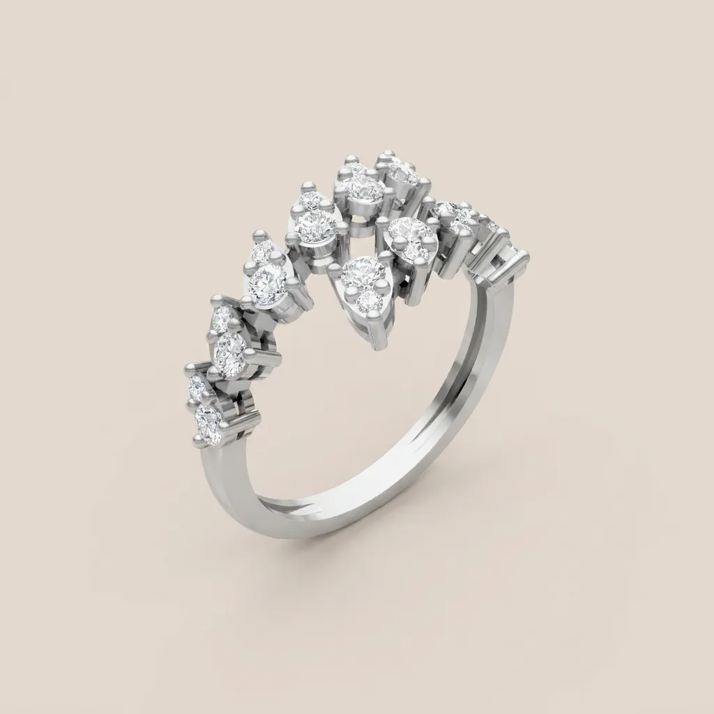 Pear & Round Diamond V Crown Ring R01020 — 18K gold ring by RUT GOLD — view 6