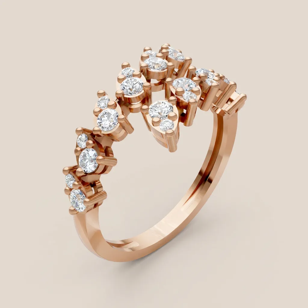Pear & Round Diamond V Crown Ring R01020 — 18K gold ring by RUT GOLD — view 7