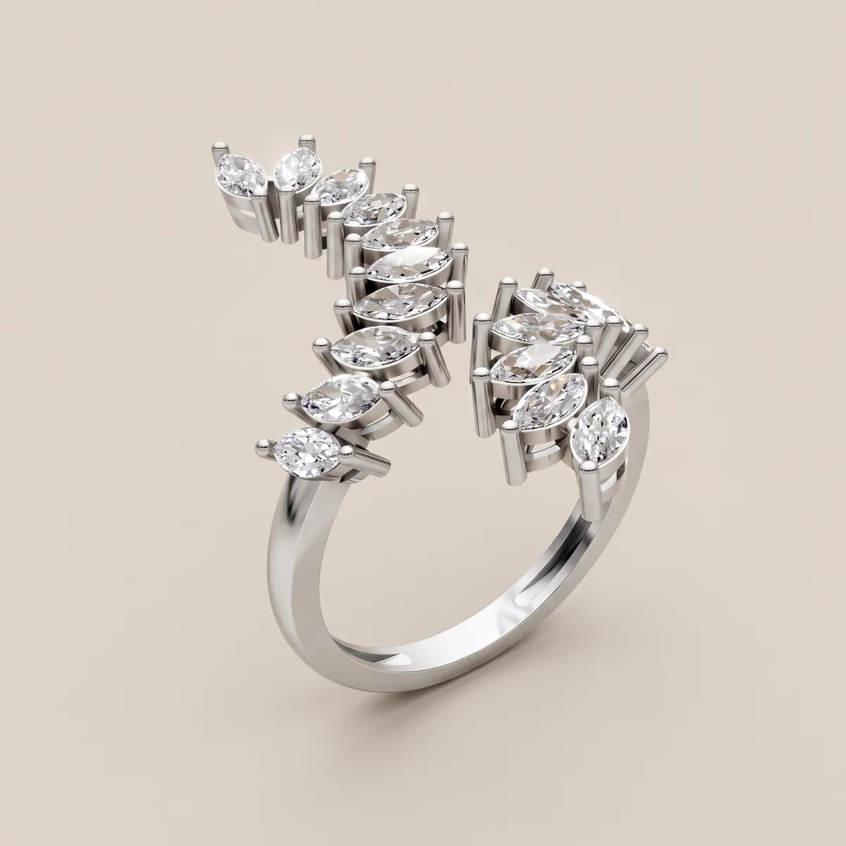 Marquise Diamond Leaf Bypass Ring R00922 — 18K gold ring by RUT GOLD