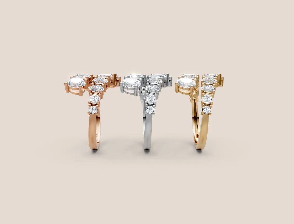 Mixed-Cut Diamond Crown Cluster Ring R00941 — 18K gold ring by RUT GOLD — view 3