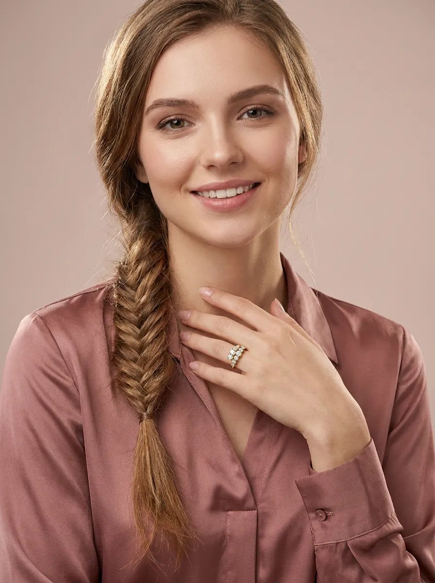 Mixed-Cut Diamond Crown Cluster Ring R00941 — 18K gold ring by RUT GOLD — view 5