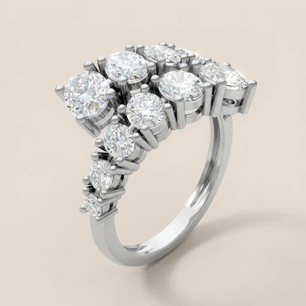 Mixed-Cut Diamond Crown Cluster Ring R00941 — 18K gold ring by RUT GOLD — view 6