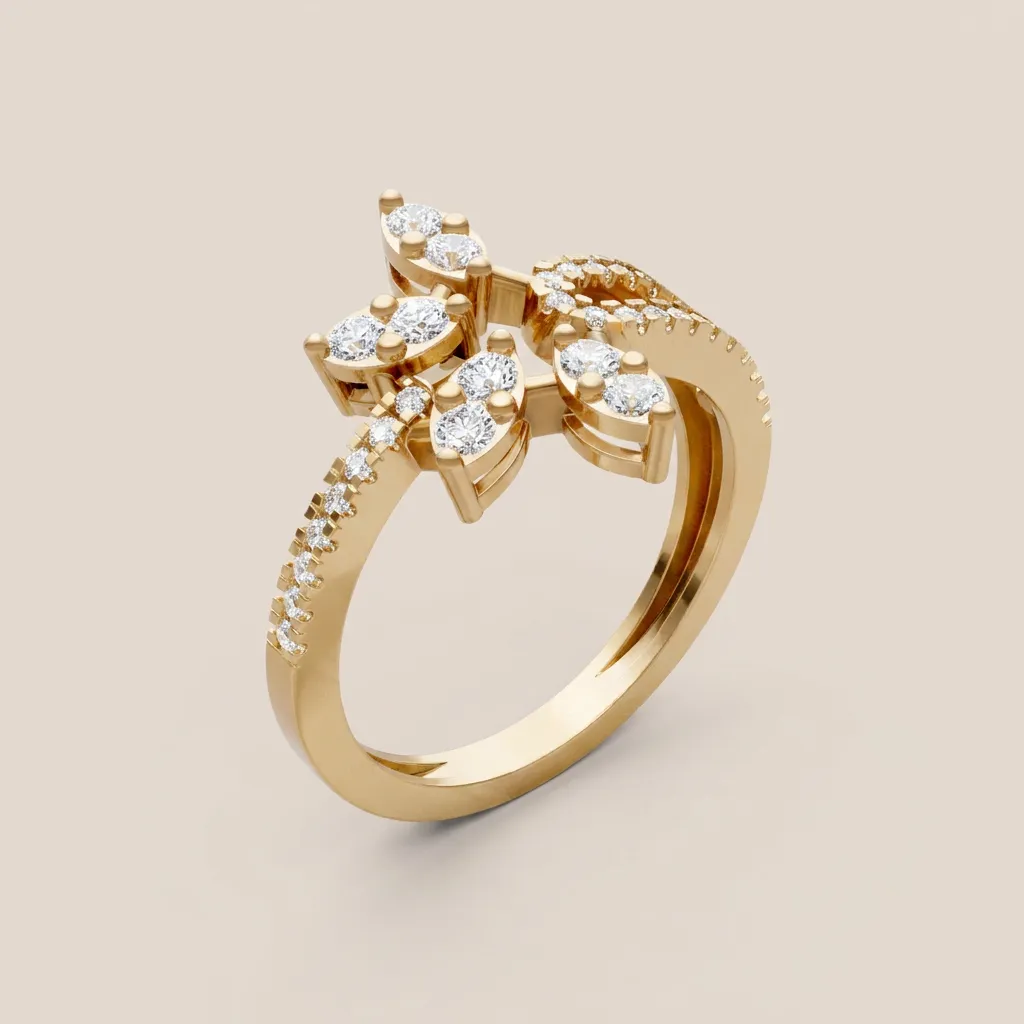 Marquise Diamond Fan Pavé Ring R00949 — 18K gold ring by RUT GOLD