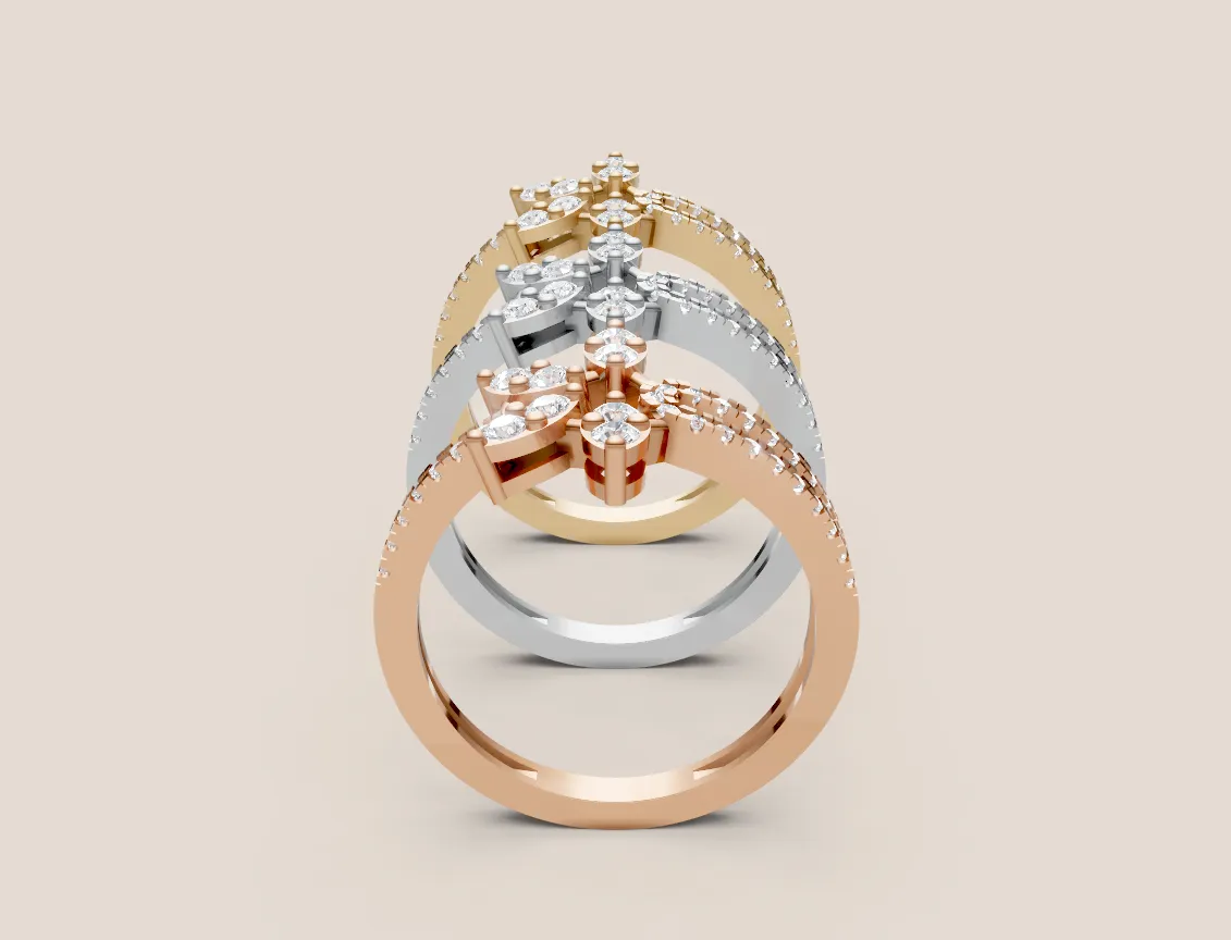 Marquise Diamond Fan Pavé Ring R00949 — 18K gold ring by RUT GOLD — view 3