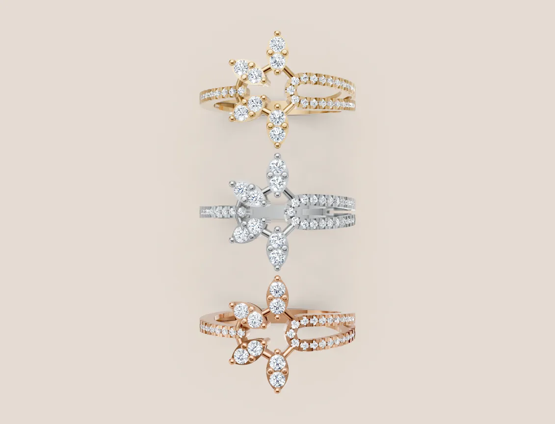 Marquise Diamond Fan Pavé Ring R00949 — 18K gold ring by RUT GOLD — view 4