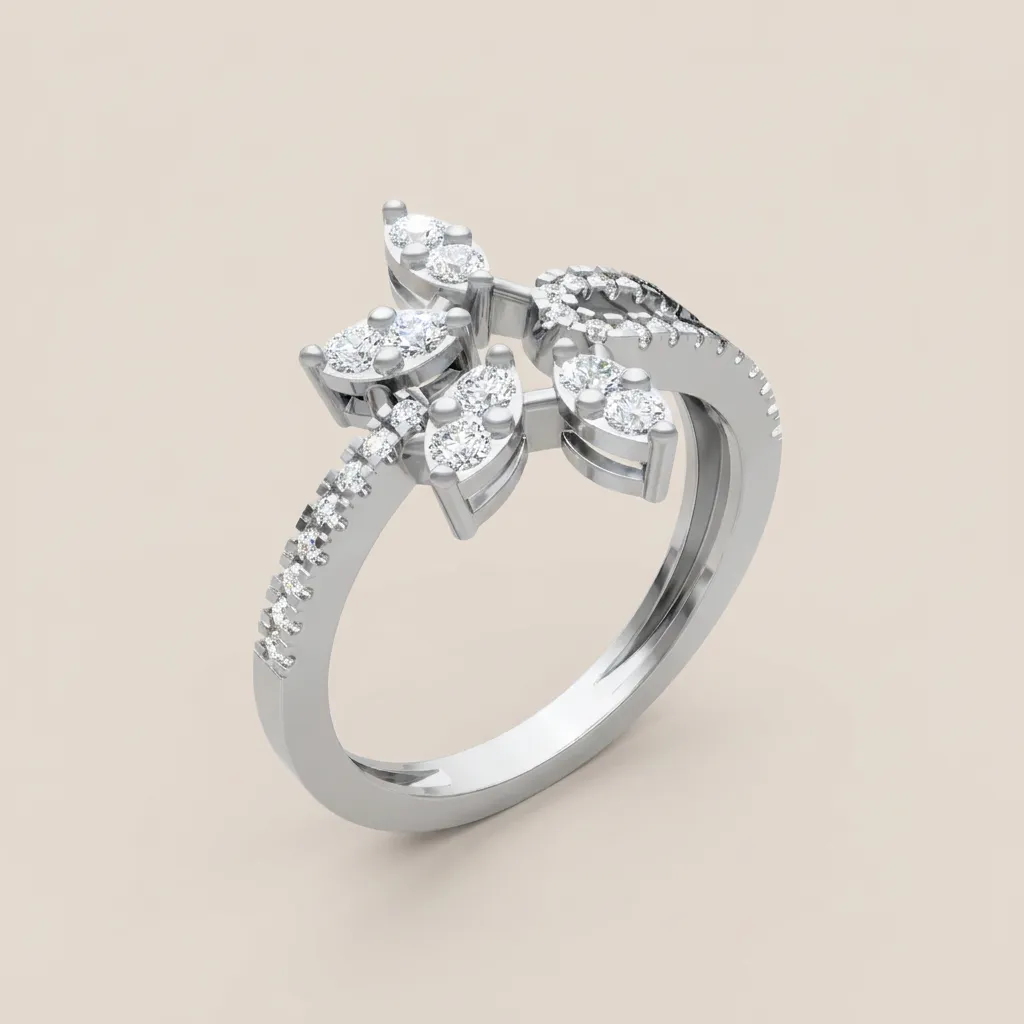 Marquise Diamond Fan Pavé Ring R00949 — 18K gold ring by RUT GOLD — view 6