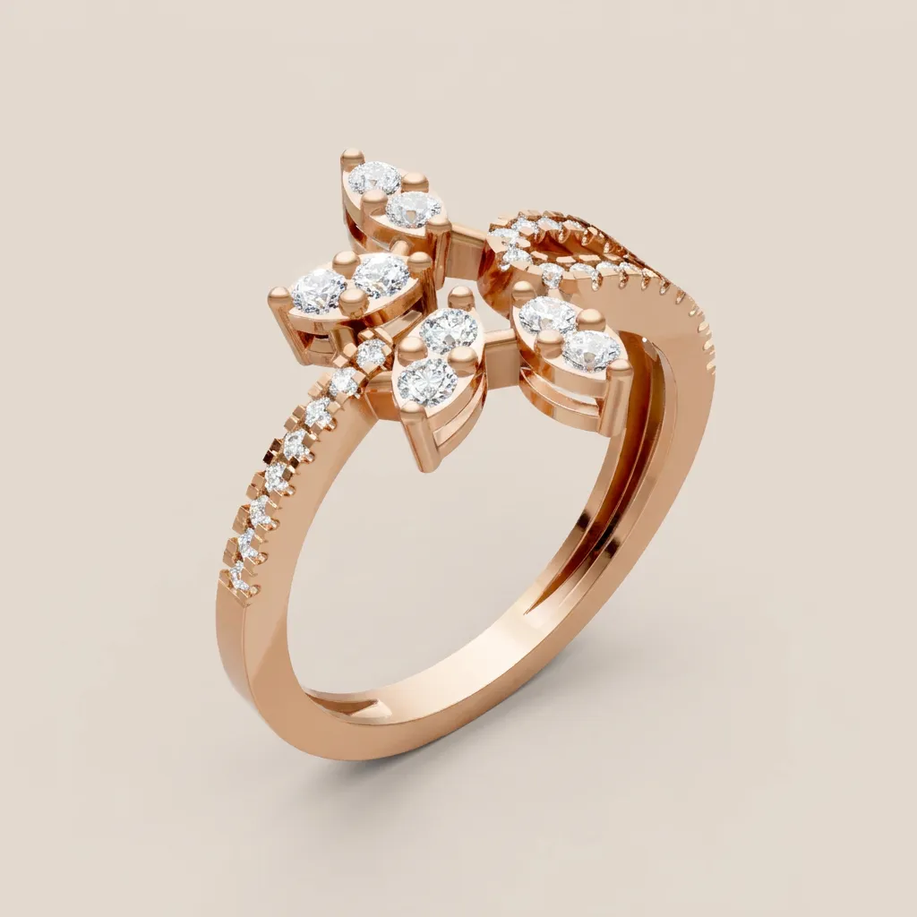 Marquise Diamond Fan Pavé Ring R00949 — 18K gold ring by RUT GOLD — view 7