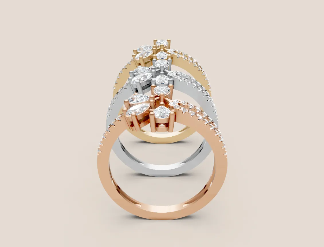 Pear & Marquise Diamond Fan Pavé Ring R00953 — 18K gold ring by RUT GOLD — view 3