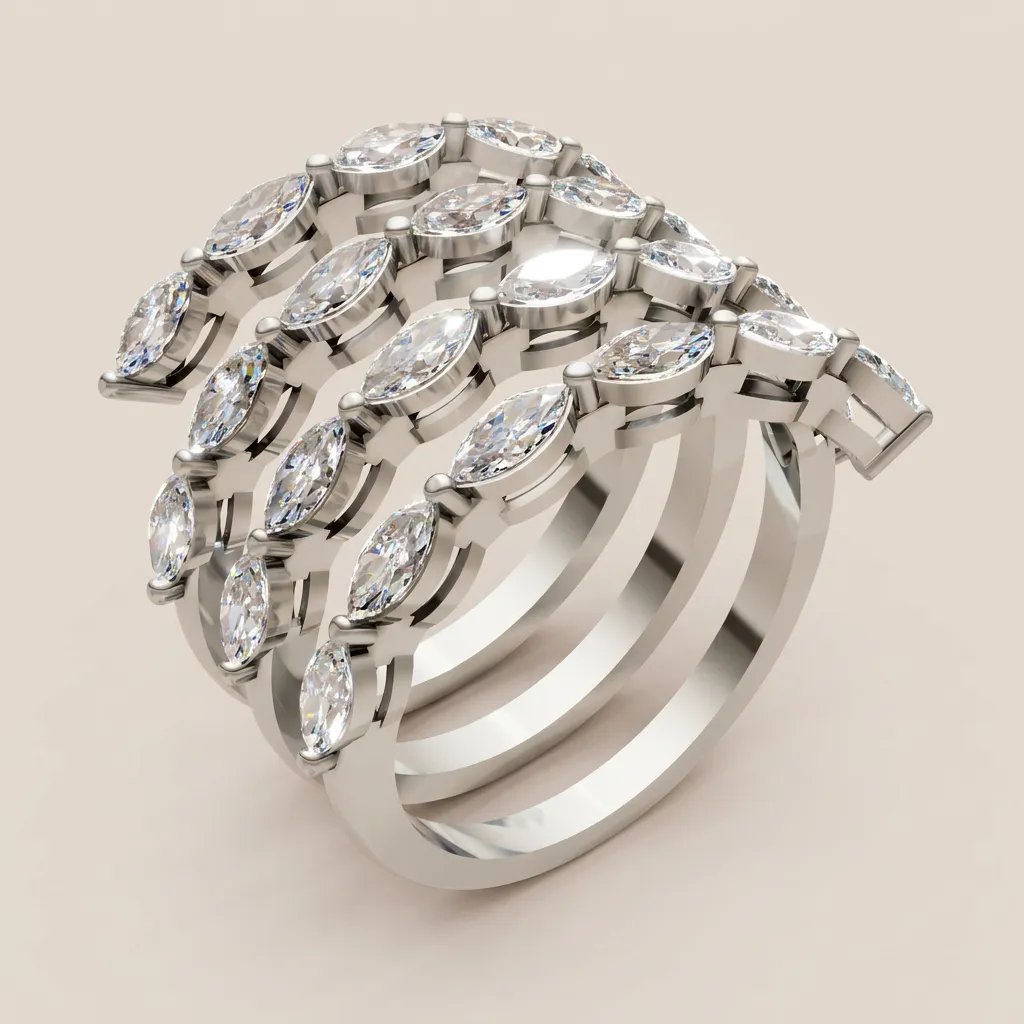 Marquise Diamond Four-Row Wrap Ring R00959 — 18K gold ring by RUT GOLD