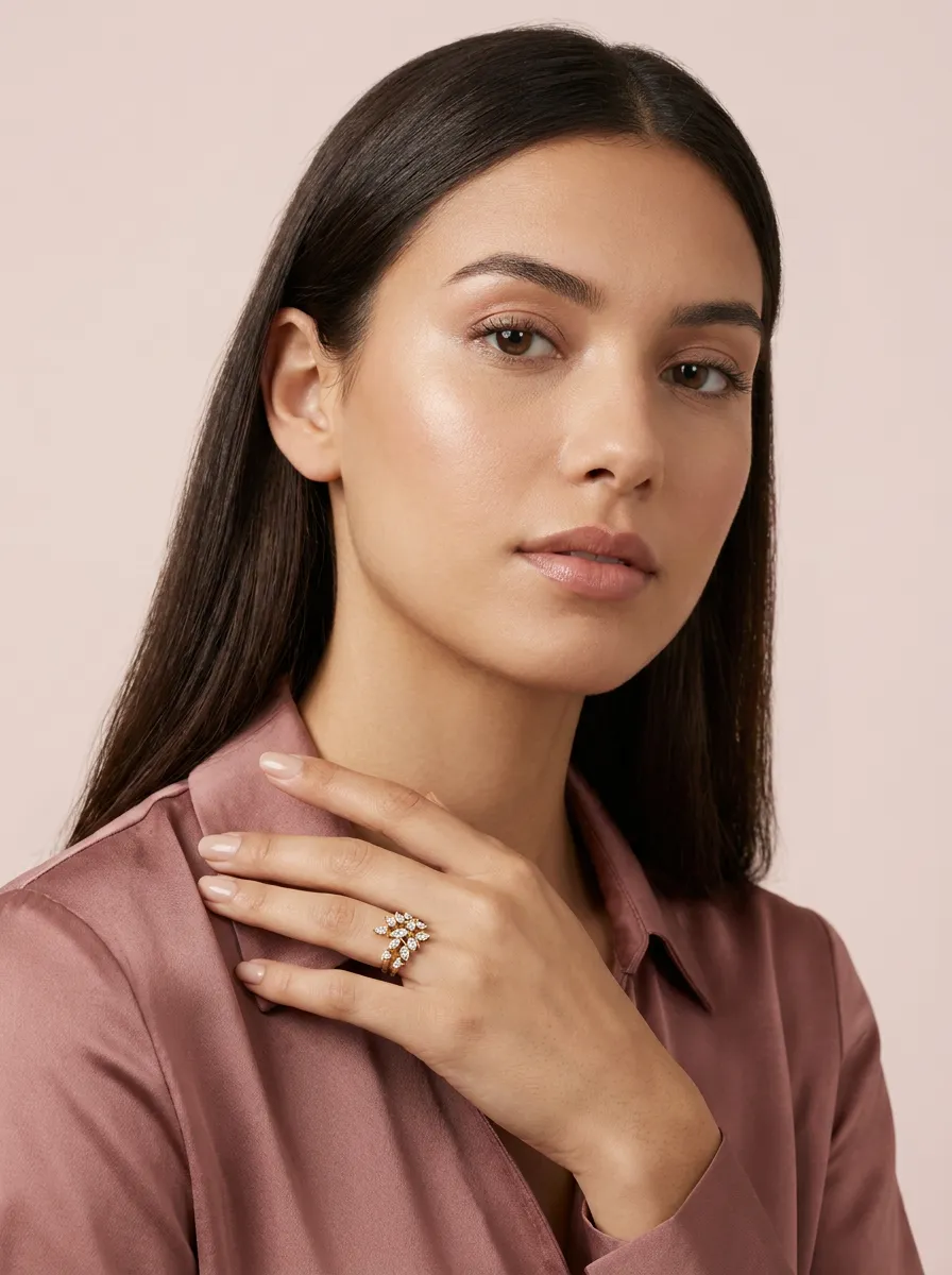 Marquise & Pear Diamond Double-Row Cocktail Ring R00972 — 18K gold ring by RUT GOLD — view 5