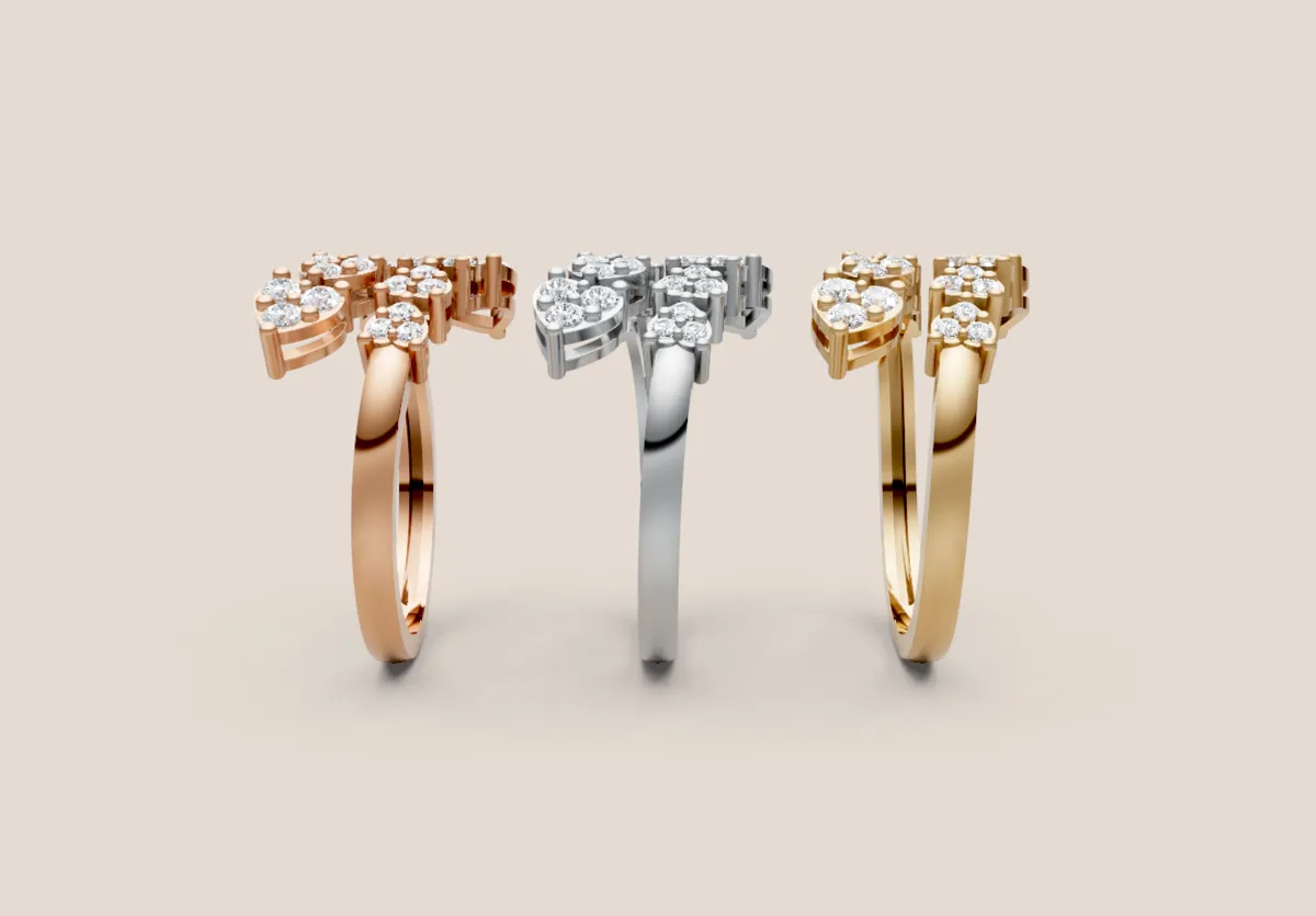 Illusion Diamond Cluster Cocktail Ring R00981 — 18K gold ring by RUT GOLD — view 3