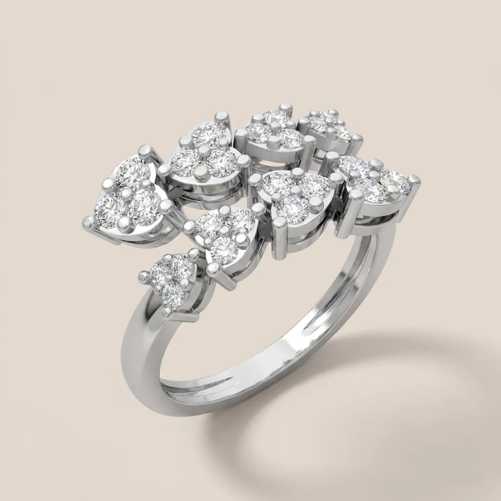 Illusion Diamond Cluster Cocktail Ring R00981 — 18K gold ring by RUT GOLD