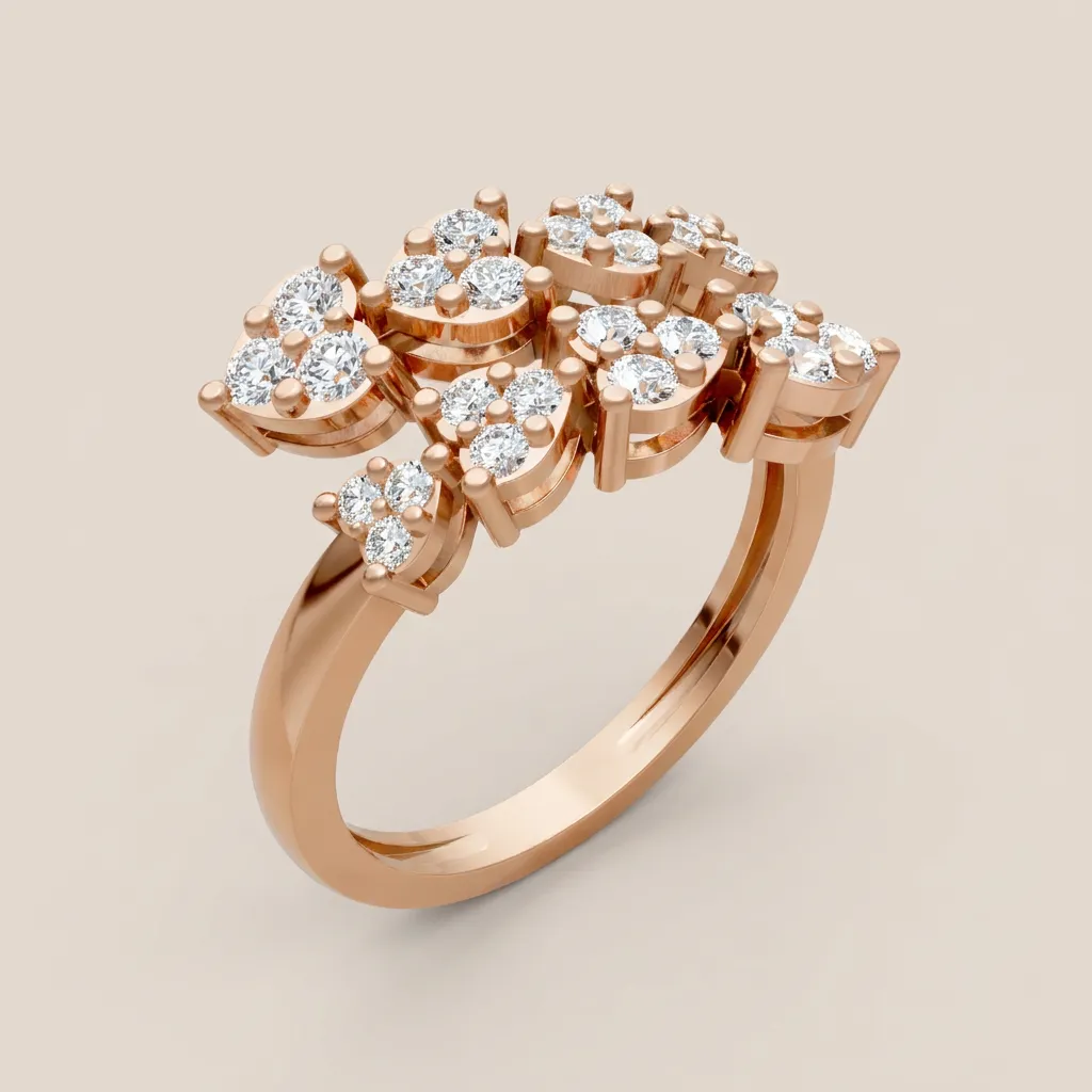 Illusion Diamond Cluster Cocktail Ring R00981 — 18K gold ring by RUT GOLD — view 6