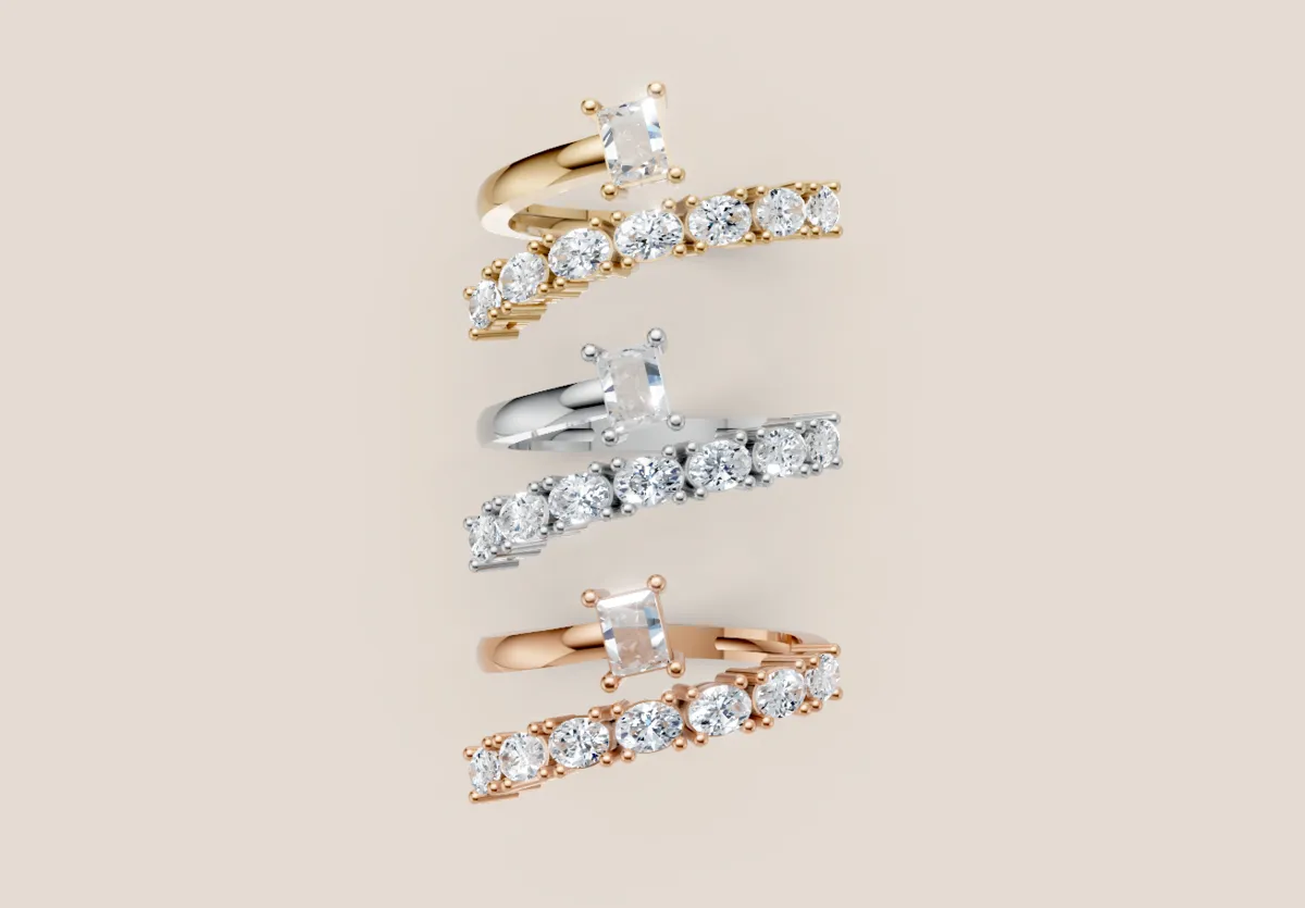 Graduated Diamond Wrap Ring R01005 — 18K gold ring by RUT GOLD — view 3