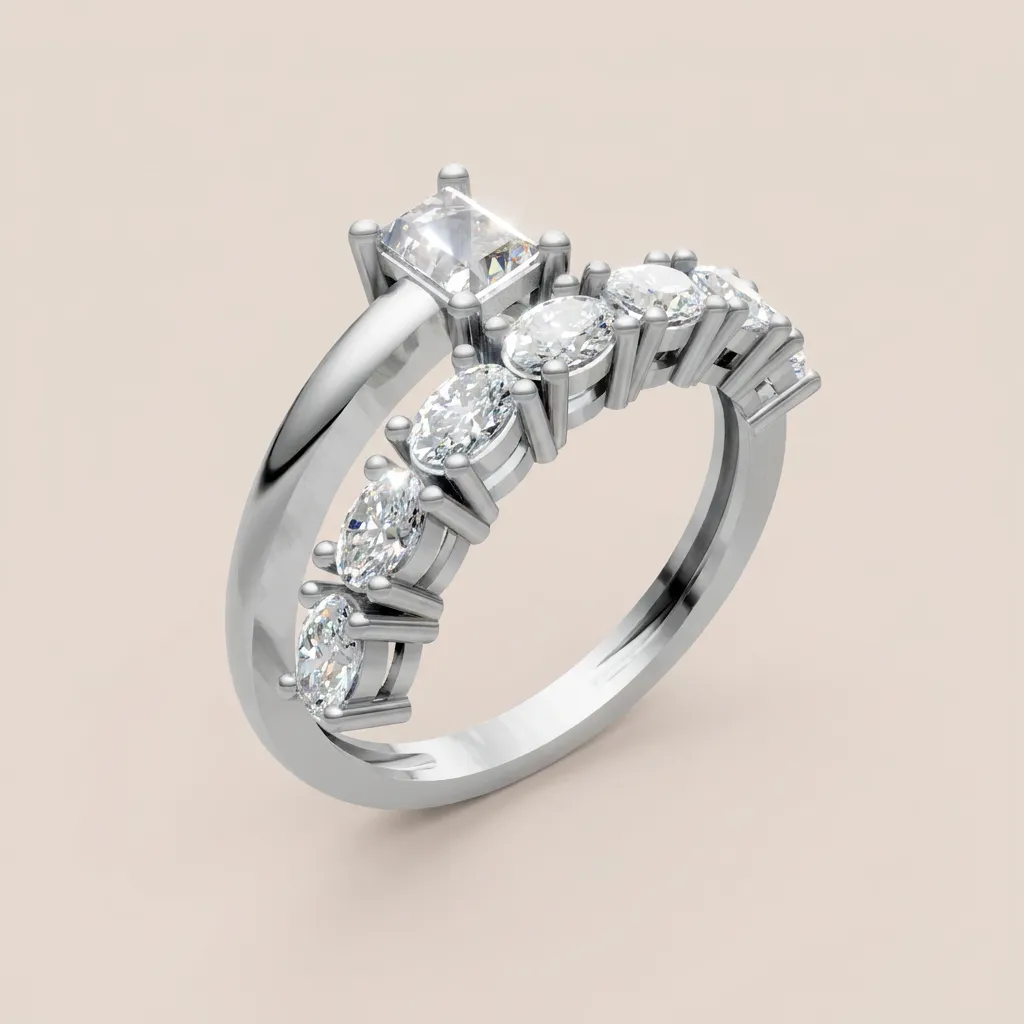 Graduated Diamond Wrap Ring R01005 — 18K gold ring by RUT GOLD — view 4