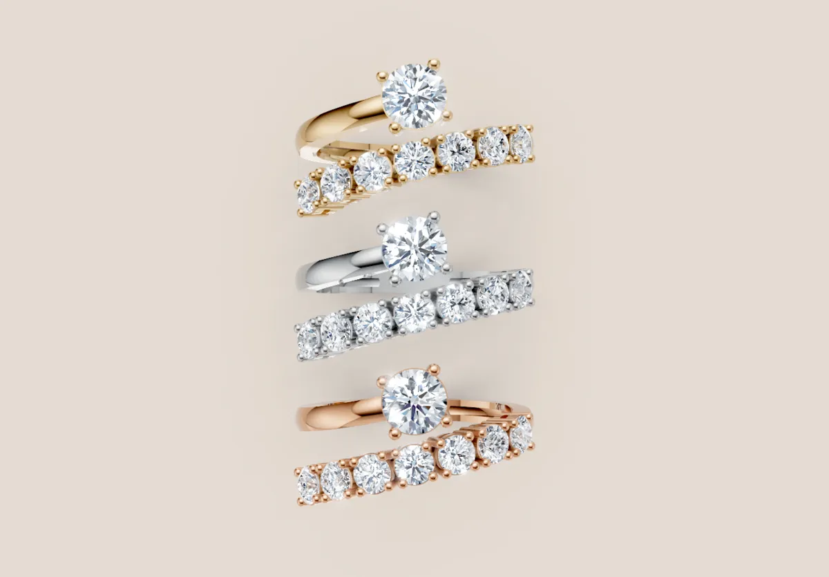 Graduated Round Diamond Statement Bypass Ring R01009 — 18K gold ring by RUT GOLD — view 4