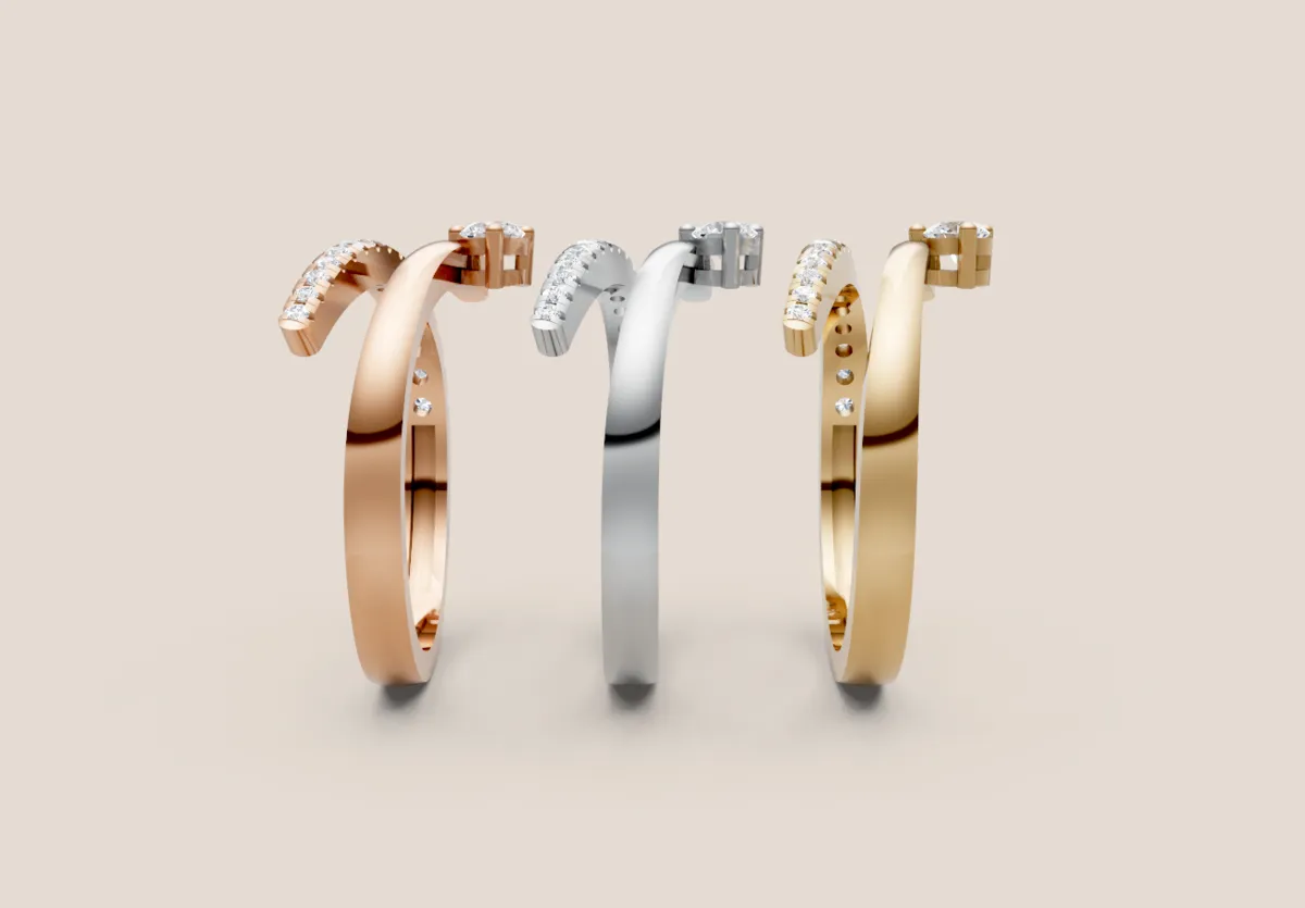 Pear & Pavé Diamond Bypass Ring R01013 — 18K gold ring by RUT GOLD — view 3