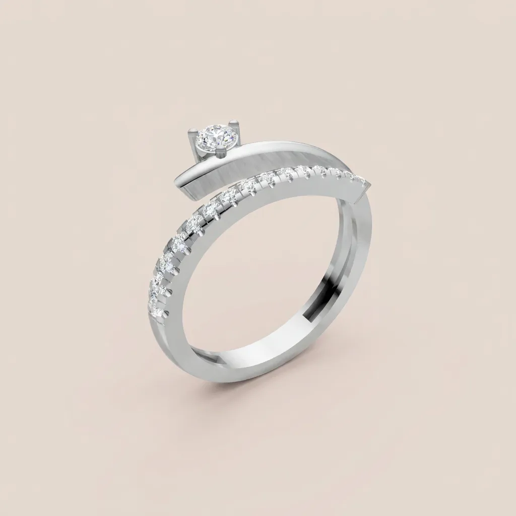 Pear & Pavé Diamond Bypass Ring R01013 — 18K gold ring by RUT GOLD